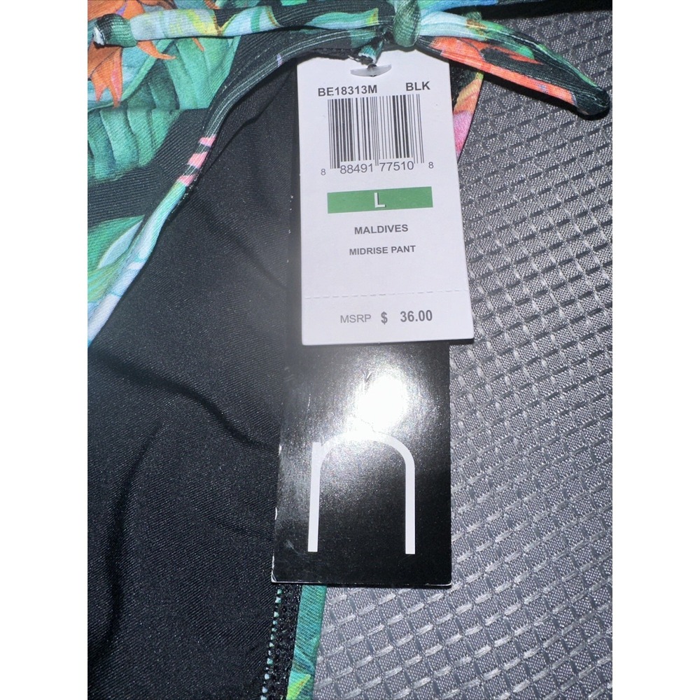 N BY NEXT LARGE MALDIVES MIDRISE PANTS SWIMSUIT BOTTOMS BLK FLOWERS NWT - Picture 4 of 4